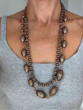 Boho Multi-Strand Gold Beaded Statement Necklace